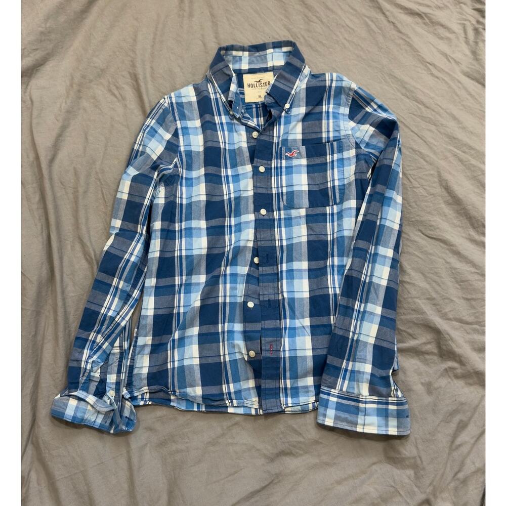 HOLLISTER California Blue & White Plaid Button Down‎ Shirt